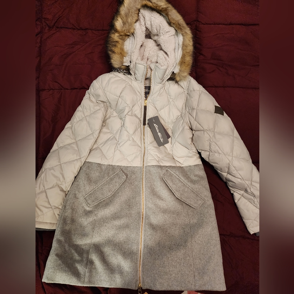 Eddie Bauer large down and wool jacket